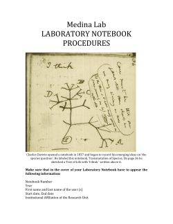 Medina Lab LABORATORY NOTEBOOK PROCEDURES