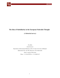 The Idea of Subsidiarity in the European Federalist Thought