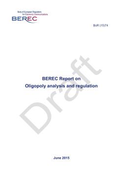 Draft BEREC Report on oligopoly analysis and regulation