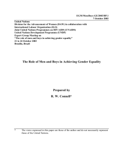The Role of Men and Boys in Achieving Gender Equality Prepared
