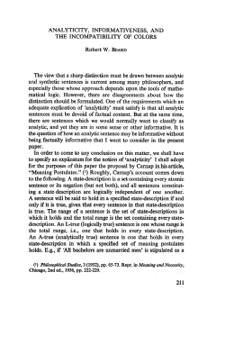 ANALYTICITY, INFORMATIVENESS, AND THE