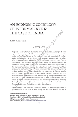 An economic sociology of informal work: The case of India