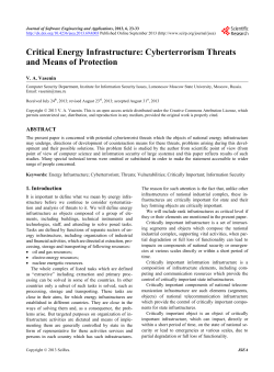 Critical Energy Infrastructure: Cyberterrorism Threats and Means of