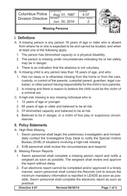 Columbus Police Division Directive I. Definitions II. Policy Statements