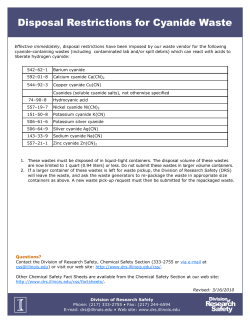Disposal Restrictions for Cyanide Waste