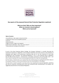 Key aspects of the proposed General Data Protection