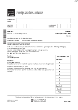 November 2014 (v1) QP - Paper 4 CIE Biology A-level