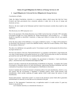 Status of Legal Obligations for Delivery of Energy Services to All I