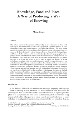 Knowledge, Food and Place. A Way of Producing, a Way of