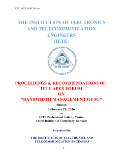 Proceedings and Recommendations of IETE APEX Forum on