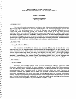 GEOLINGUISTIC DIALECT DIFFUSION