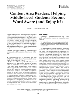 Content Area Readers: Helping Middle