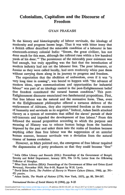 Colonialism, Capitalism and the Discourse of Freedom