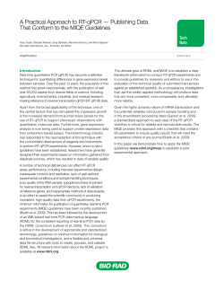 A Practical Approach to RT-qPCR &mdash; Publishing Data That - Bio-Rad