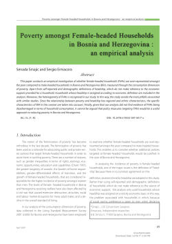 Poverty amongst Female-headed Households in Bosnia and
