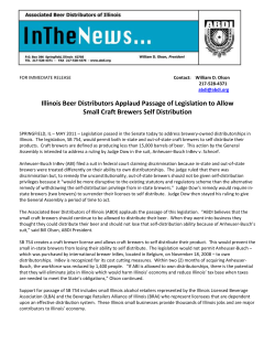 Illinois Beer Distributors Applaud Passage of Legislation to Allow
