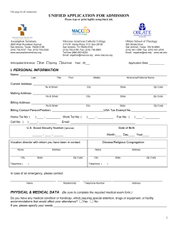 UNIFIED APPLICATION FOR ADMISSION