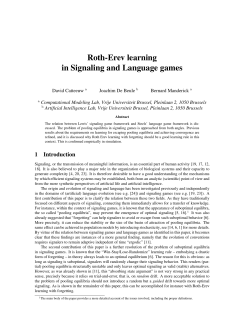 Roth-Erev learning in Signaling and Language games