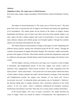Abstract Magdalena Lubas: The steppe topos in