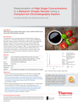 Determination of High Sugar Concentrations in a Balsamic Vinegar