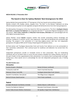 The Search is Over for Sydney Markets` Best Greengrocers for 2014