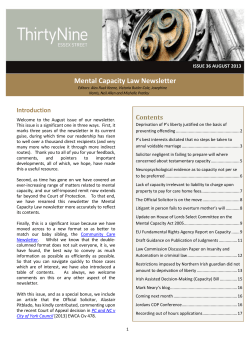 Mental Capacity Law Newsletter