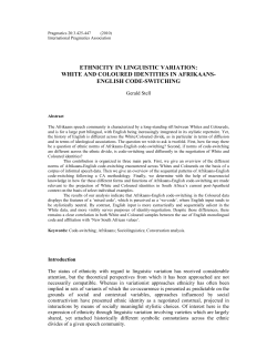 ethnicity in linguistic variation: white and coloured identities in