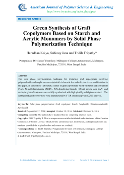 Green Synthesis of Graft Copolymers Based on Starch and Acrylic