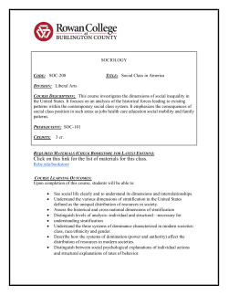 SOC 208 Social Class in America - Rowan College at Burlington