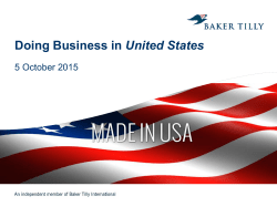 Tax consideration Doing Business in the US