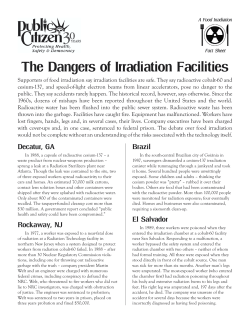 The Dangers of Irradiation Facilities