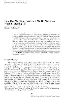 How Can We Train Leaders if We Do Not Know What Leadership Is?