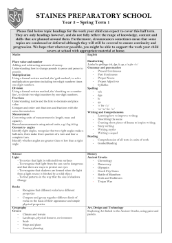 Year 3 – Spring Term 1