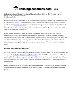 Subcontracting: Three-Fourths of Construction Cost in the Typical