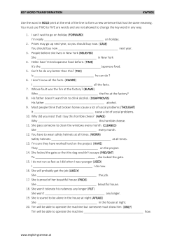 Key Word Transformation 001 - English Grammar Worksheets