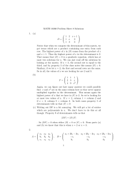 MATH 10260 Problem Sheet 8 Solutions 1. (a) D = 1 2 x + 1 1 x 3 1 3
