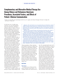 Complementary and Alternative Medical Therapy Use