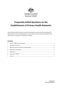 Frequently Asked Questions on the Establishment of Primary Health