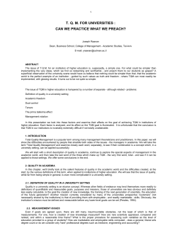 T. Q. M. FOR UNIVERSITIES : CAN WE PRACTICE WHAT WE