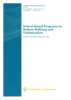 School-Based Programs to Reduce Bullying and Victimization
