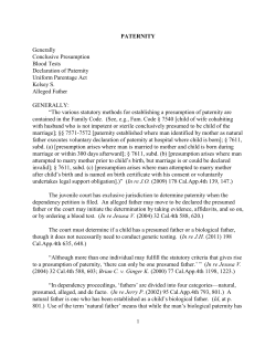 PATERNITY Generally Conclusive Presumption Blood Tests