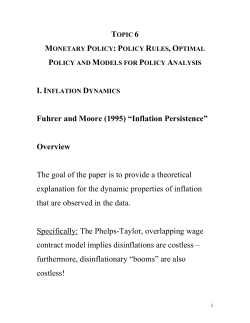 Fuhrer and Moore (1995) &ldquo;Inflation Persistence&rdquo; Overview The goal