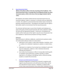 B. Sexual Harassment Policy (Below is the policy in effect at