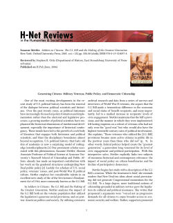 Generating Citizens: Military Veterans, Public Policy, and - H-Net