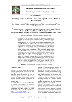 Screening Assays to find out Late Latent Syphilis Cases &ndash; Which is