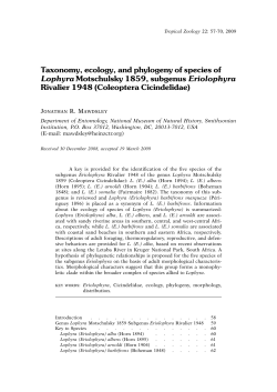 Taxonomy, ecology, and phylogeny of species of