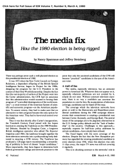 The Media Fix: How the 1980 Election Is Being Rigged
