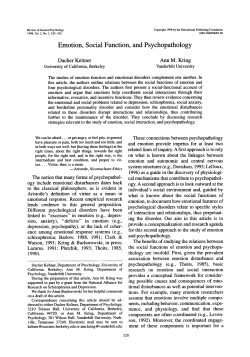 Emotion, Social Function, and Psychopathology