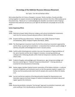 Chronology of the Addiction Recovery Advocacy Movement
