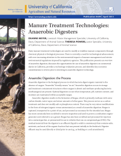 Manure Treatment Technologies: Anaerobic Digesters